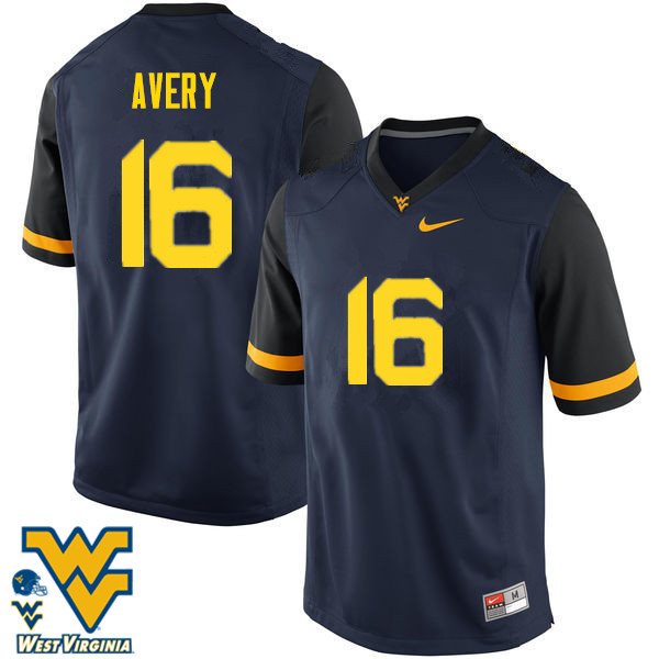 Men #16 Toyous Avery West Virginia Mountaineers College Football Jerseys-Navy